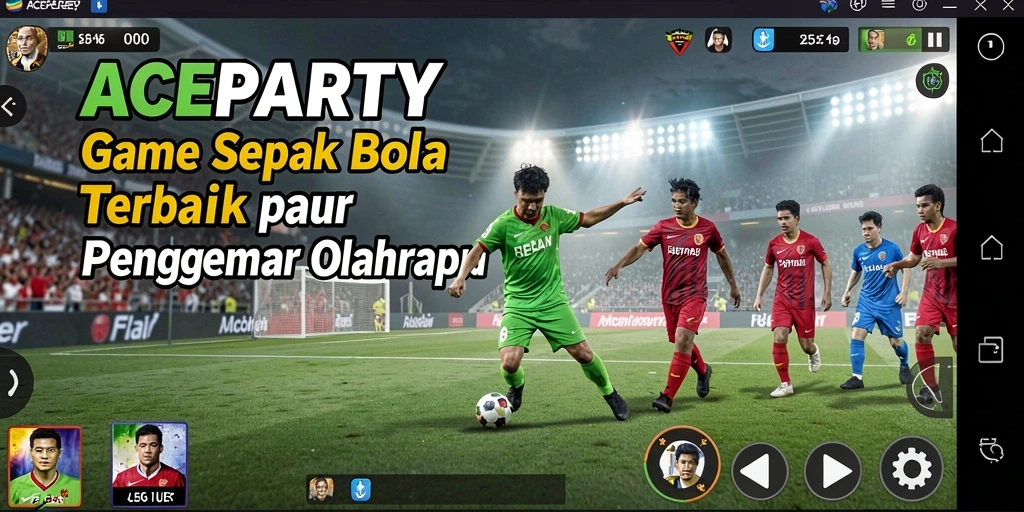 Tampilan gameplay menarik dalam ACEPARTY dengan aksi sepak bola realistis.