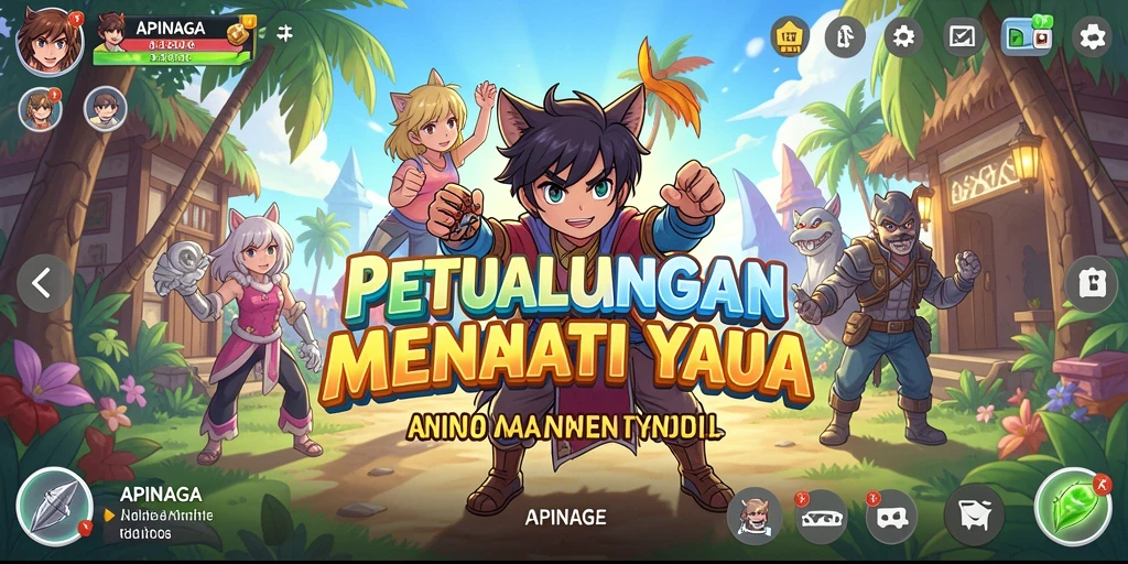 Tampilan gameplay APINAGA dengan aksi seru karakter anime.