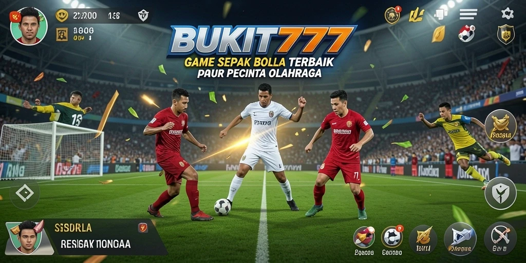 Tampilan gameplay BUKIT777 dengan aksi sepak bola yang menarik.