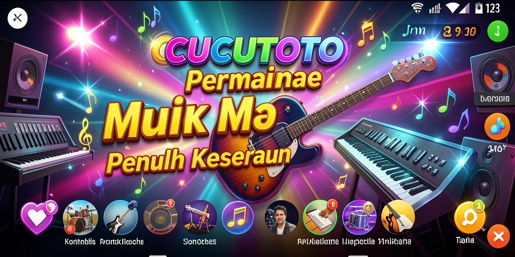 Tampilan antarmuka CUCUTOTO dengan gameplay musik yang seru.