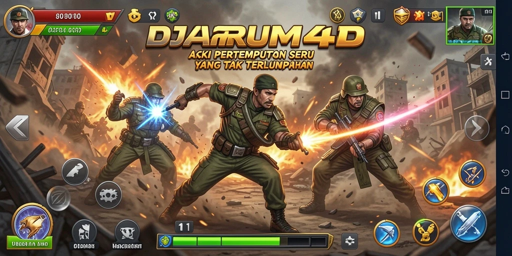 Tangkapan layar menunjukkan aksi seru dalam DJARUM4D dengan karakter berjuang.