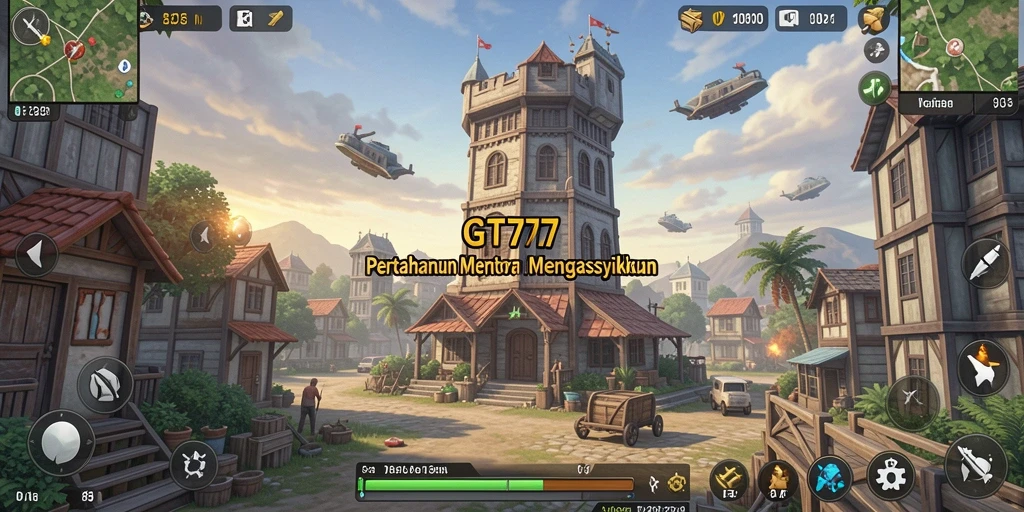 Screenshot GT777 menunjukkan pemain mengatur strategi dalam Tower Defense.