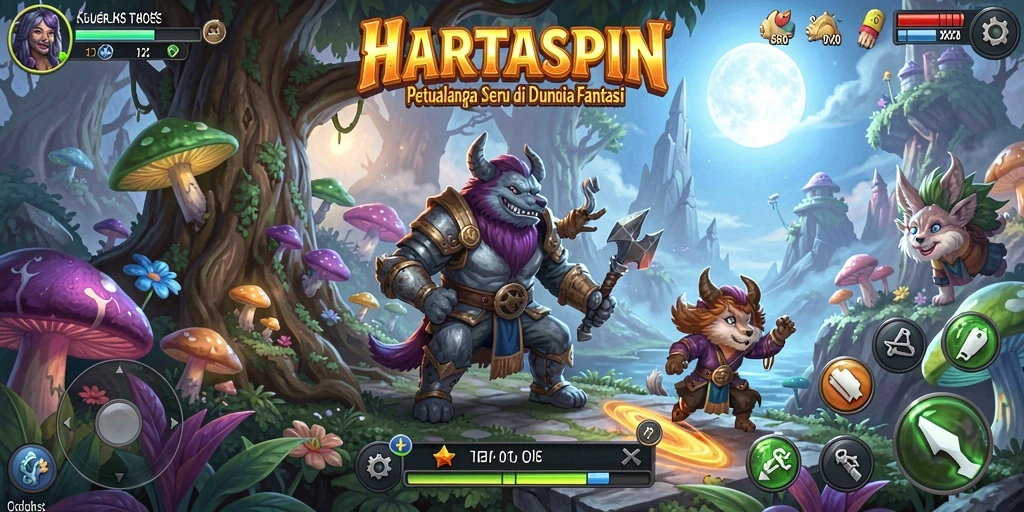 Screenshot HARTASPIN menampilkan petualangan seru dan interaksi karakter.
