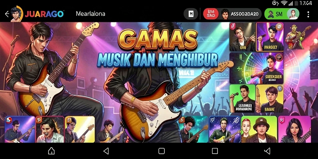 Tampilan gameplay JUARAGO yang menarik dengan berbagai tantangan musik.