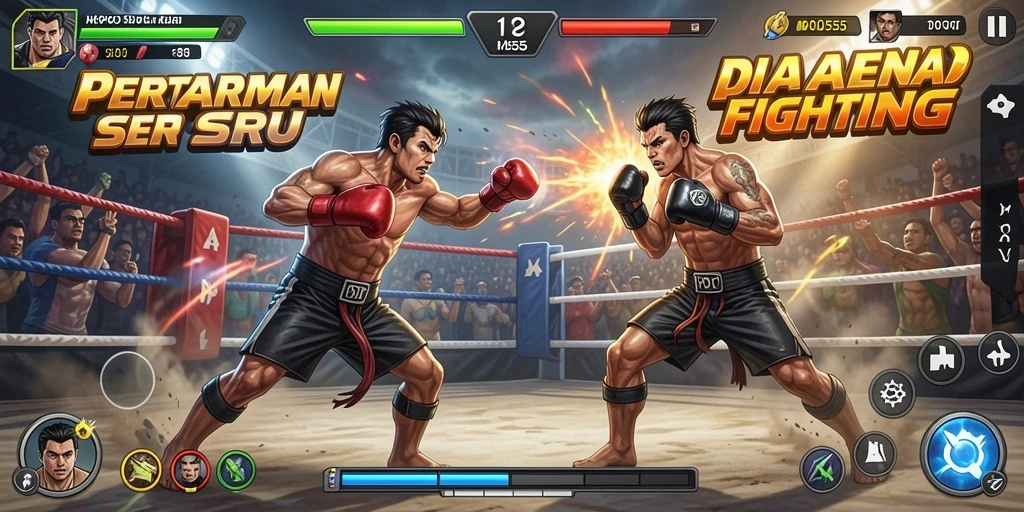 Screenshot MPO555 menampilkan aksi pertarungan yang intens dan grafis menawan.