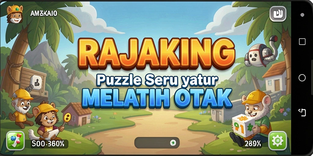 Tampilan gameplay RAJAKING yang menarik dengan berbagai teka-teki.
