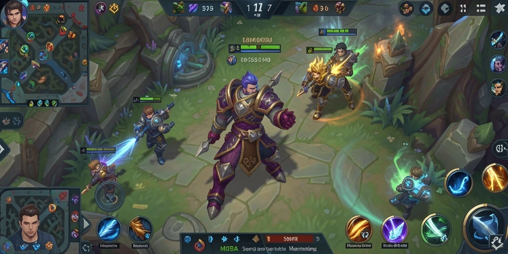 Tangkapan layar utama RP6677 menampilkan aksi seru dalam gameplay MOBA.