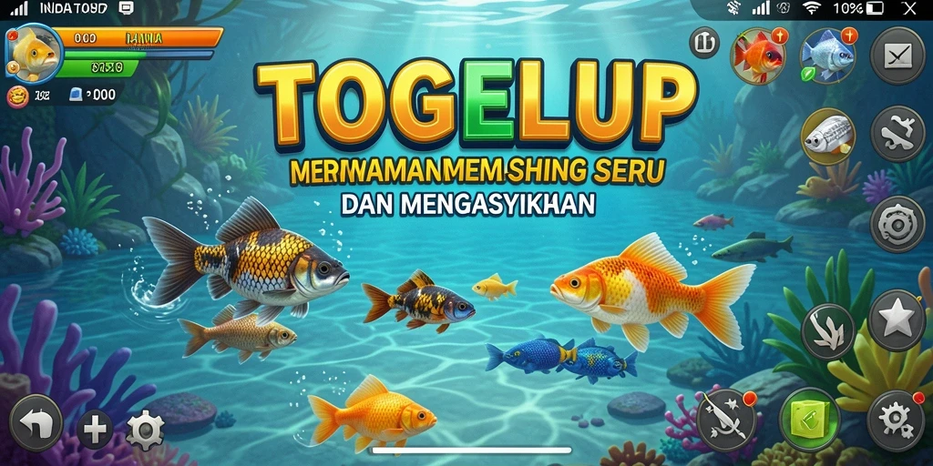 Tampilan gameplay TOGELUP dengan aksi memancing yang seru.