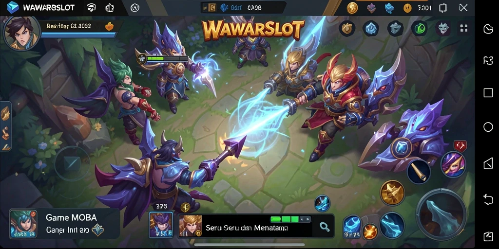 Screenshot gameplay WAWARSLOT menampilkan aksi seru di arena MOBA.