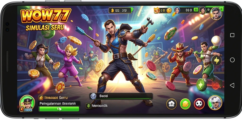 Tangkapan layar gameplay WOW77 yang menggambarkan interaksi simulasi yang mendalam.
