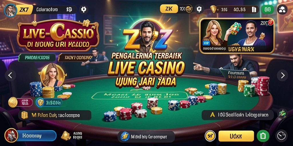 Tampilan gameplay Live Casino yang mendebarkan dan interaktif di ZK7.