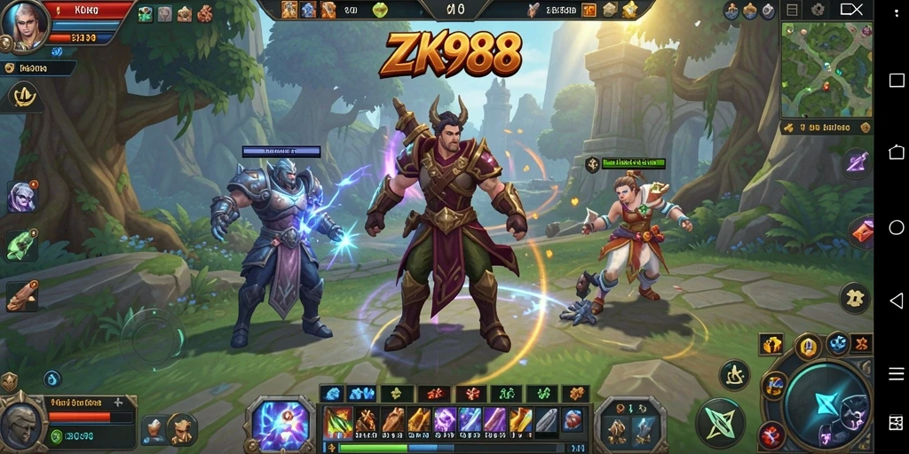 Tampilan gameplay menarik dari ZK988, menampilkan karakter dalam aksi pertempuran MMORPG.